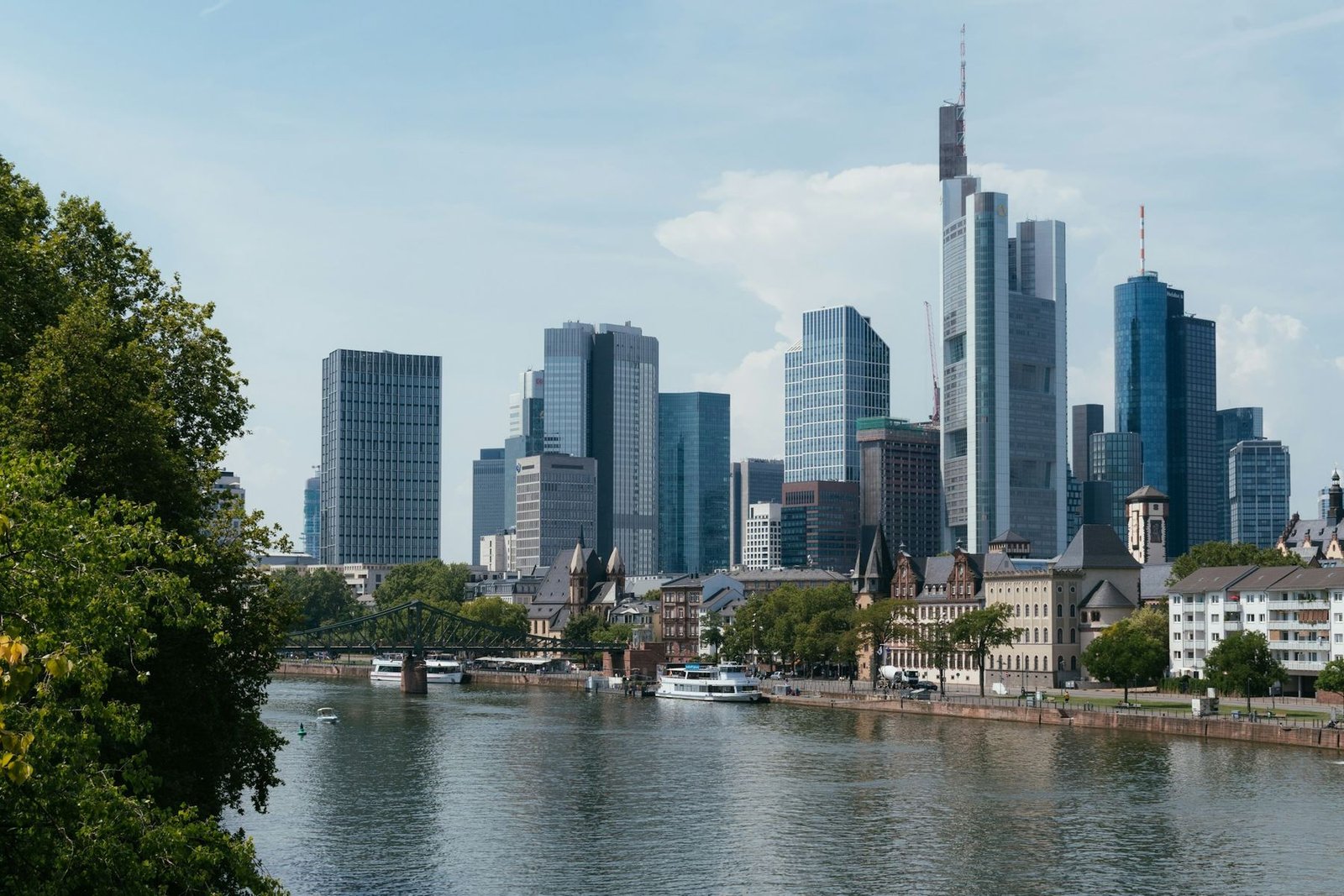 The bank towers of Frankfurt am Main seen across the river
