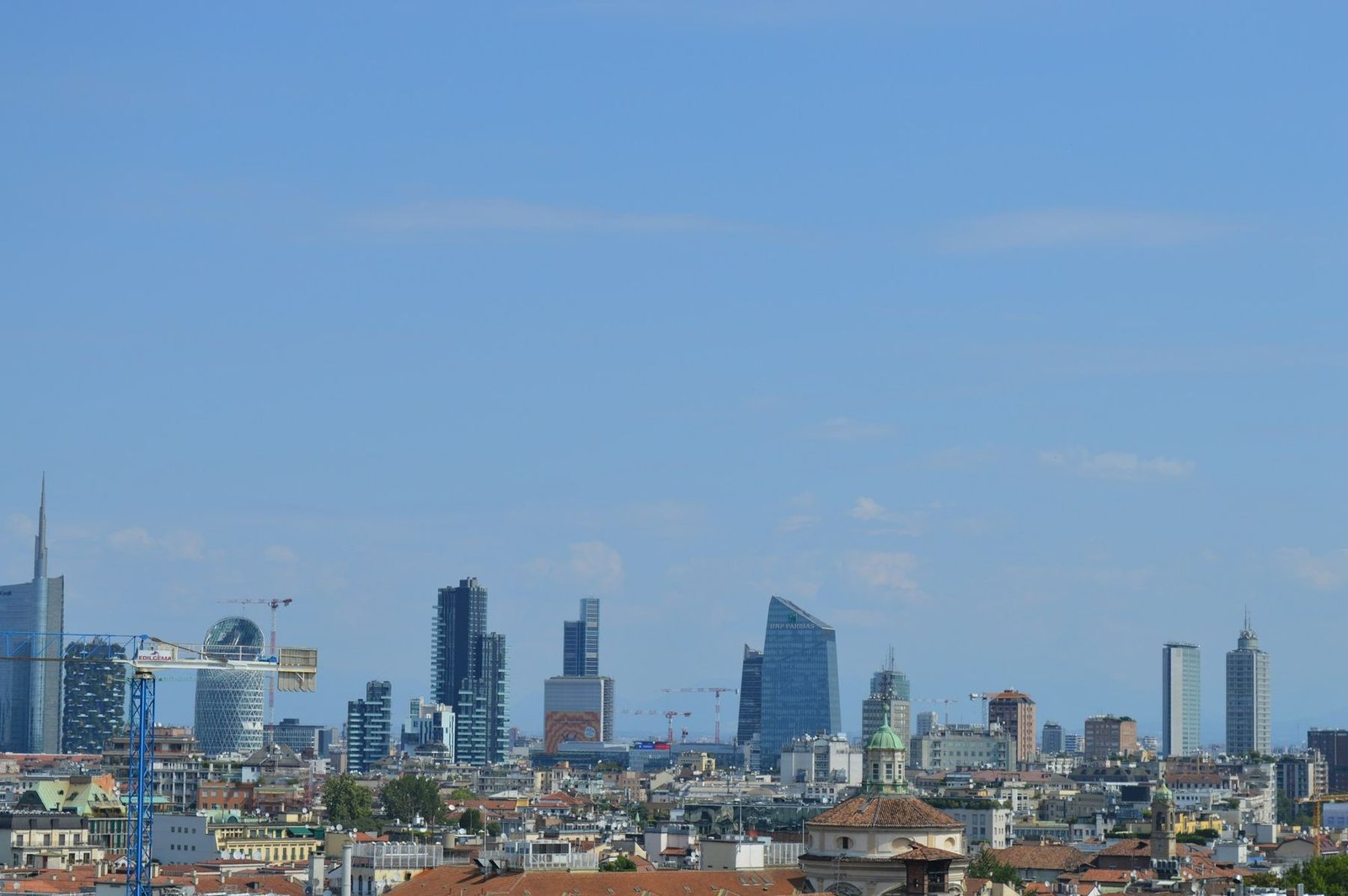 The modern towers of Porta Nuova in Milan on a clear day